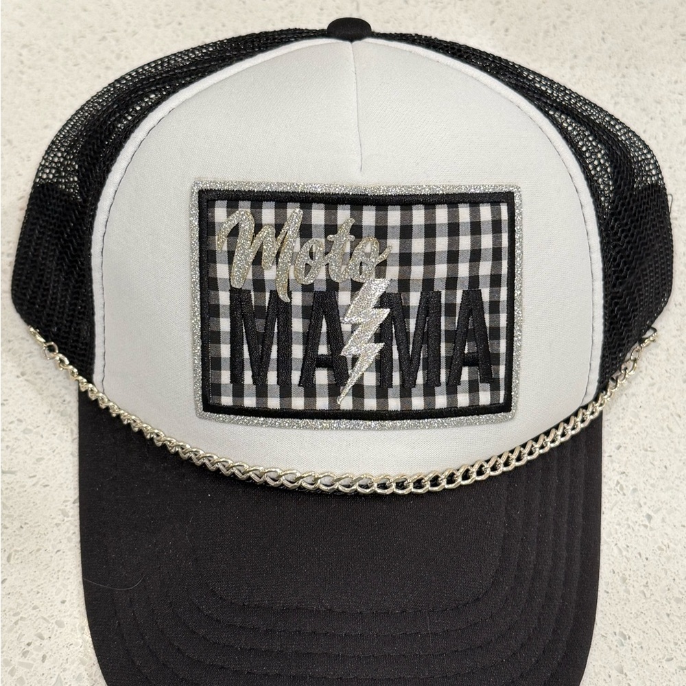 Moto Mama Black and White Trucker Hat